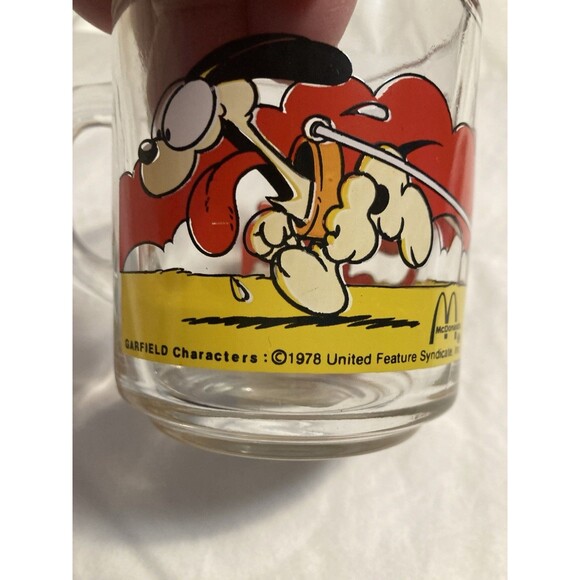 Garfield Odie Clear Glass Coffee Mug Cup McDonald's by Jim Davis 1978 VTG - Picture 1 of 9